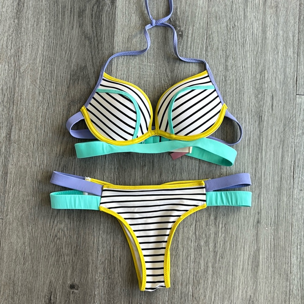 Victoria’s Secret pink bombshell add cup super push up bikini swim set